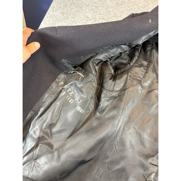 Vintage US Navy Military Wool Peacoat Mens Small Black Double Breasted 60s 70s - Picture 3 of 7